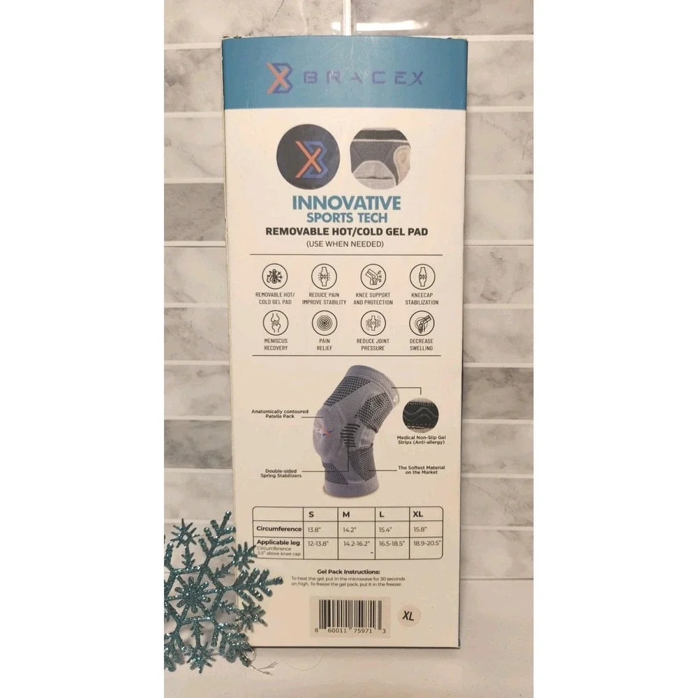 New Knee Compression Sleeve & Patellar Stabilizing Brace, Size XL